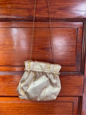 Gold Metallic Evening Bag with Chain Strap | Small Clutch Purse | Vintage